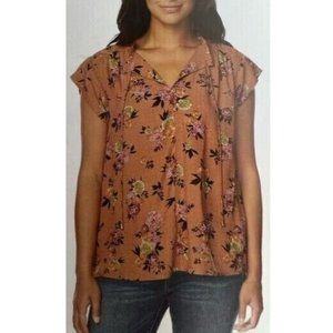 NWT Buffalo David Bitton Women's Flutter Sleeve Blouse Rose Pink Sz S $40 1HL328